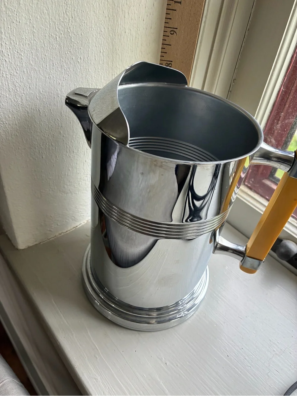 Chrome Water Pitcher Continental Silver Butterscotch Bakelite
